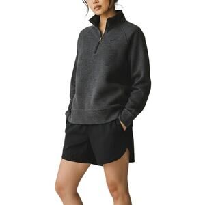 Nike Quarter Zip Pullover Sweatshirt Charcoal Gray with Pockets Women Medium